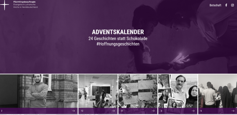 Ein Screenshot der Webseite zum digitalen Adventskalender der Flüchtlingsbeauftragten